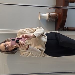 PULLOVER, OVERSIZED SMALL, long sleeve, Henley Style, tan, cozy.